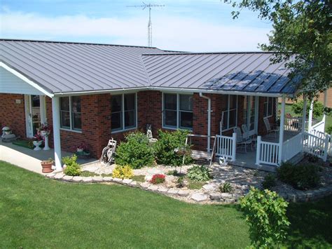 brick houses with red metal roofs|metal roof on brick ranch.